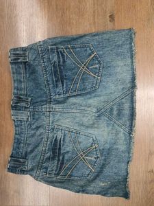 Studded Denim Mini Skirt