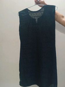 Elegant Navy blue kurti set + black sleeveles