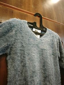 Cozy Fuzzy V-Neck Sweater