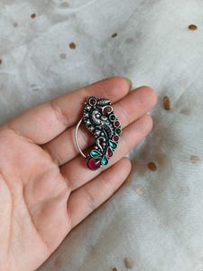 Peacock Design brass maharashtrian clipon Nose Pin