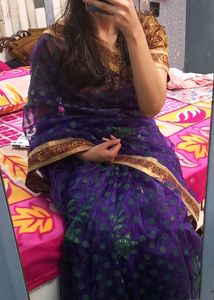 Exquisite Purple Embroidered Saree