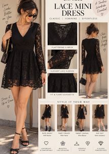 Elegant Black Lace Dress EXPRESS US