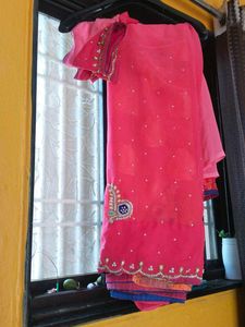 Beautiful Pink Embroidered Saree