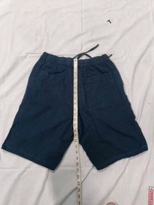 Navy Blue Cotton Linen Shorts