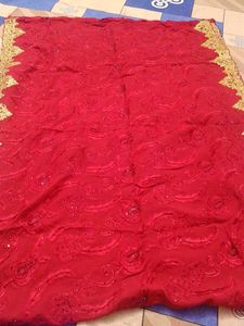 Stunning Red Embroidered Saree