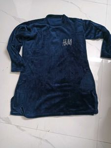 H&M Blue Velvet Tunic Top