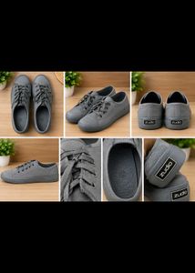 Gray Lace-Up Sneakers