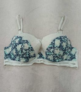 Stylish White & Blue Snake Print Bra