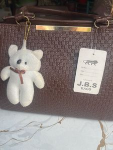 Stylish Brown Handbag with Bear Charm