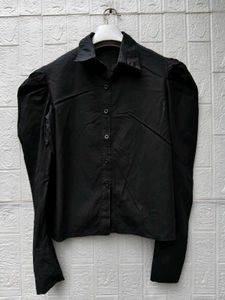 New with tag Chic Black Puff Sleeve Button-Up Top