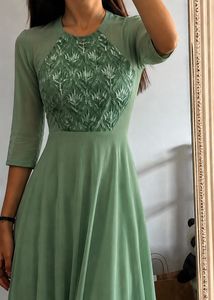 Elegant pista Green Embroidered Anarkali Suit