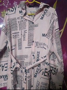 Newspaper Print Shirt Dress
