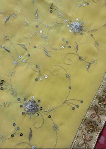 Beautiful Yellow Embroidered Saree