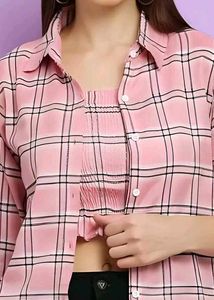 Pink Plaid Layered Top