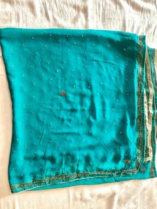 Teal Sequined dupatta