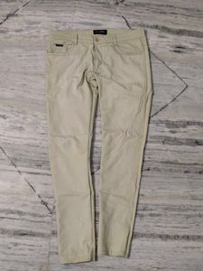 A-Line Beige Casual Trousers