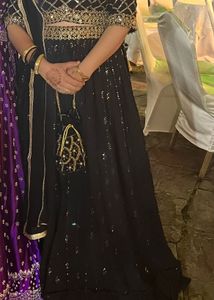 Designer Black &amp; Gold Lehenga Choli Set