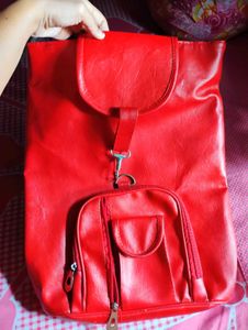 100%pure Vegan Leather Stylish Red Color Backpack