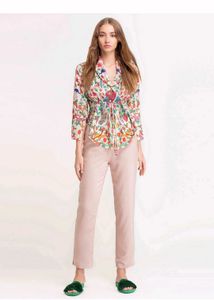 Chic Printed Peplum Top with Drawstring Waist