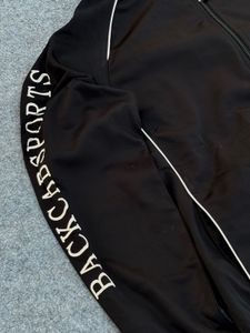 Black Track Jacket with White Trim
