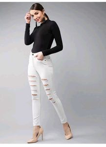 Dolce Crudo White Skinny Distressed Jeans Size 32