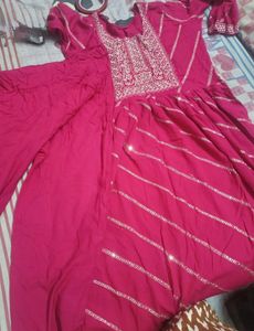 Pink Embroidered Anarkali Kurta Set
