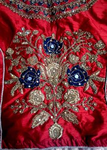 Designer Red Embroidered Blouse