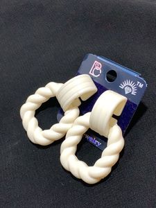 White Twisted Hoop Earrings