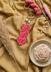 Handmade "Triple-Heart" Crochet Keychain