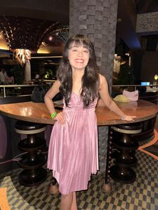 Pink Pleated Cocktail Dress