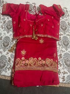 Red Embroidered saree