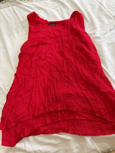 Women's Red Layered Sleeveless Top