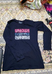 Navy Blue Long Sleeve Graphic T-Shirt