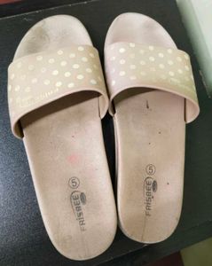 Frisbee Beige Polka Dot Casual Sliders for Women