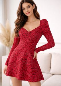 Chic Red Leopard Print Dress