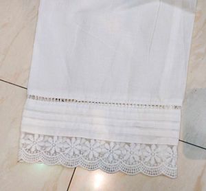 White Lace Trimmed Trousers