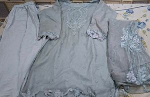 Elegant Grey Embroidered Kurta Set