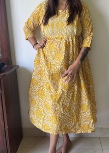 Yellow Floral Print Maxi Maternity Dress
