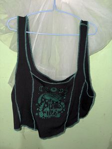 Black Mushroom Graphic Corset Top