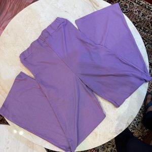 Lavender Ribbed Flare Pants