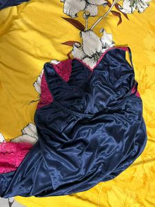 Satin Nightgown with Lace Trim