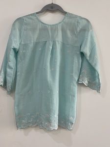 Sky Blue Chikan Top
