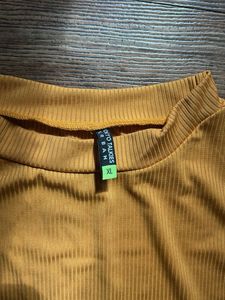 Mustard Ribbed Mini Dress