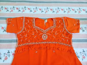 Orange Anarkali Kurta Set