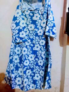 Floral Print Blue Dress