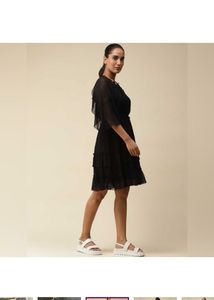Label Ritu Kumar Black Tie-UpShort Dress