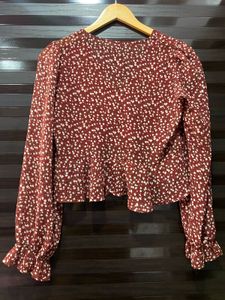 Chic maroon Floral Print Blouse