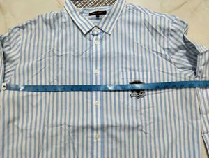 cotton Blue Striped Men's Shirt