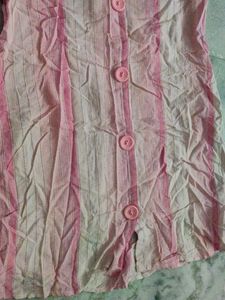 Pink Striped Button-Up Kurti