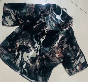 Abstract Print Button-Up Shirt